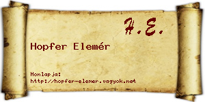 Hopfer Elemér névjegykártya